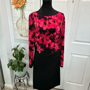 Ralph Lauren Pink and Black Long Sleeve Sheath Dress